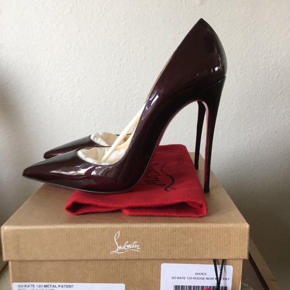 *OG pair* Christian Louboutin So Kate 120 Metal Patent Rouge Noir - Picture 2 of 10